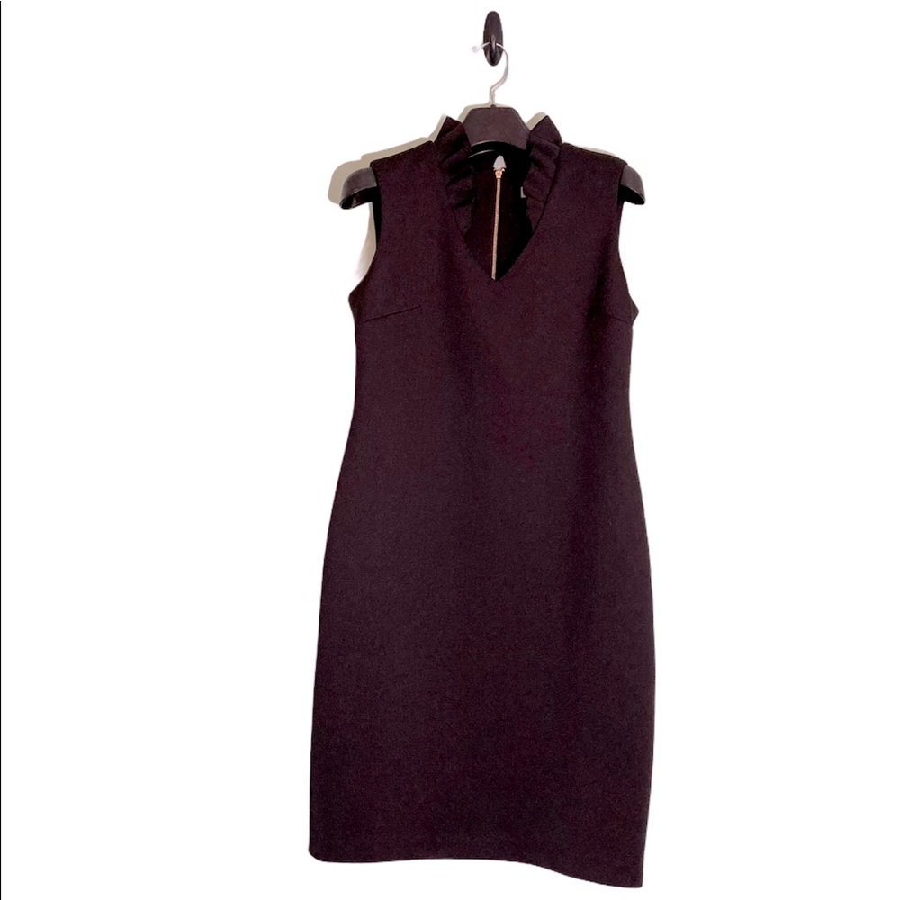 Calvin Klein Black Ruffle Front Sleeveless Dress 8